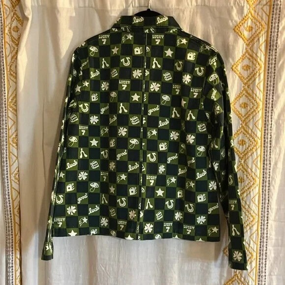 Size P Big Bud Press Work Jacket Lucky Green Print Pattern NWOT - Picture 5 of 13
